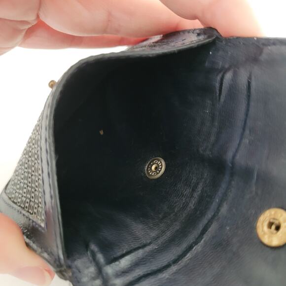 Bally Vintage Coin Key Holder Wallet Leather Mini Navy Blue Bifold Small Logo - Picture 6 of 9